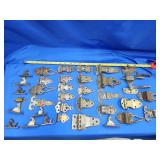 Architectural locks and hinges.   Nickel,  brass,