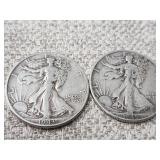 2 silver Walking Liberty Silver Half dollar