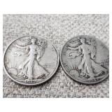 2 Silver Walking Liberty Silver Half dollar