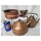 Dovetail copper pot, Miniature coal shuttle,