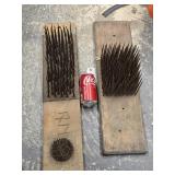 2 Antique Flax Hetchels used to comb out wool /