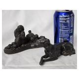 2 Dog Paperweights- Cold cast bronze resin