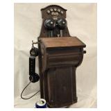 Antique circa 1920  Mahogany Wall Phone Denmark