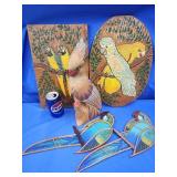 2 Mexican folkart wood carver plaques with