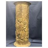 Mid Century Brass Embossed English Tavern Scene