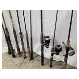 8 Fishing Rods,  3 have reels,
