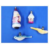 4 vintage milkglass figural Christmas ornaments