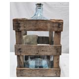 Glass Water Bottle with wood case , Mountains