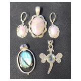 Sterling silver jewelry.  Pendant and matching