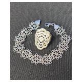 Sterling silver floral design bracelet made in