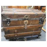 Trunk , wood straps , wood with canvas cover ,