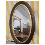 Walnut Victorian Oval Mirror  with finger carved
