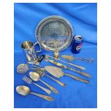 Italian silverplate ornate pastry tongs, Silver