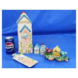 Bird house cookie jar, salt and pepper shakers