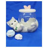 Vintage Treasure Craft Cookie Jar with cat