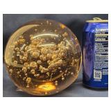 Large  5' Glass Paperweight weighs 7 lbs., look