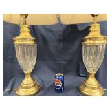 Pair Brass and Crystal table lamps , look at
