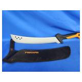 Fuskars Machete for cutting brush.   Look at the