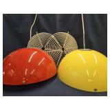 2 Plastic Dome Hanging Lights Red and Yellow ,