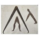 3 Antique Calipers- Lady Legs marked LHP ,  and 2