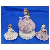 3 Josef Original ceramic figurines.   music box