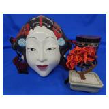 Decorative ceramic mask geisha style artist
