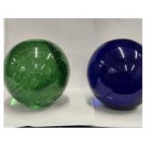 2 Vintage 4"  Glass Paperweights look at pictures