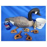 Decorative goose, planter and wood animal napkin