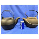 2 Cast Iron Humidifier Teapots - one heavily