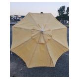 Solefin table umbrella.  Crack open.  Has wind