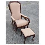 Victorian Rocking Chair with Footstool,  Rosewood