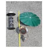 Finch feeder, squirrel guard and propane bottle