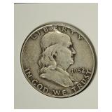 1952 Silver Franklin Half Dollar coin.   Look at