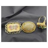 Art Deco reverse caved butterfly pin / brooch,