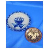 2 pcs ELDRETH Pottery.   4.75' Redware dish with