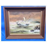 Lawrence Forbes-Wolfe sea scape on panel.   Ship