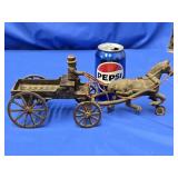 Vintage Cast Iron Toy Horse Wagon with driver ,