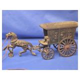 Vintage Cast Iron  Ice Wagon with Horse  circa