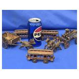 Vintage Cast Iron Toys- Horse, wagon, driver,