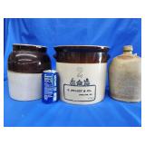 3 pcs. stoneware all with DAMAGE . E. Swasey