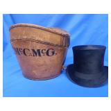 Victorian Gentleman's Leather hat box with beaver