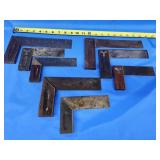 8 vintage miter squares.  Wood and Brass bound.