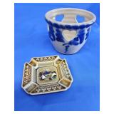 Eldreth Pottery stoneware blue decorated with