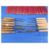 14 Vintage carving chisels: J.B. Addison & Son