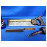 Antique brass backed tension saw W. Sarjent