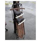 Vintage American Flyer sled with skates look at