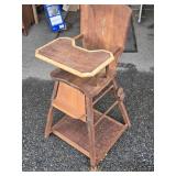 Vintage  Deco High Chair,  has tray , flips into