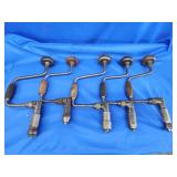 5 vintage ratcheting brace bit hand crank drills.