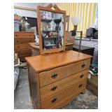 Maple Dresser 3 drawers  with wall mirror , look