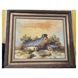 Mid-century Original painting on Camvas Barn